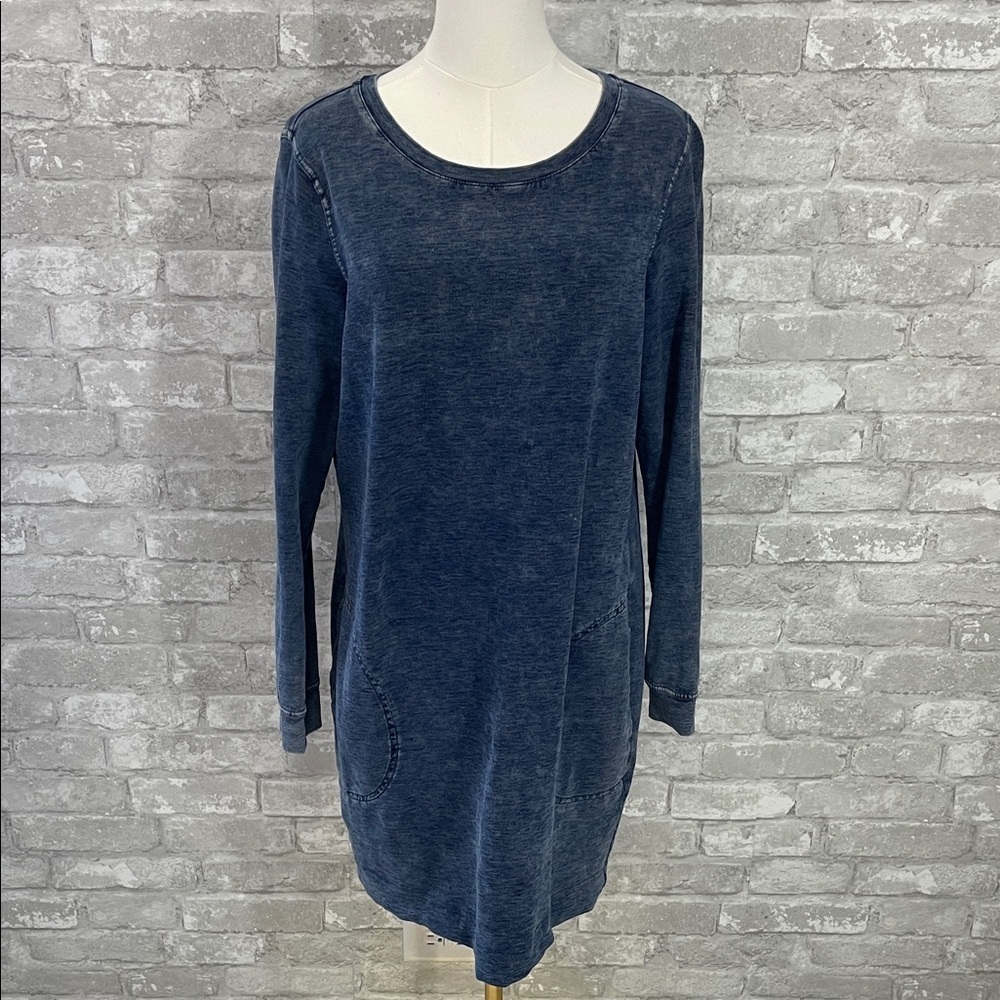 Jane and Delancey faux denim heather blue knit dress